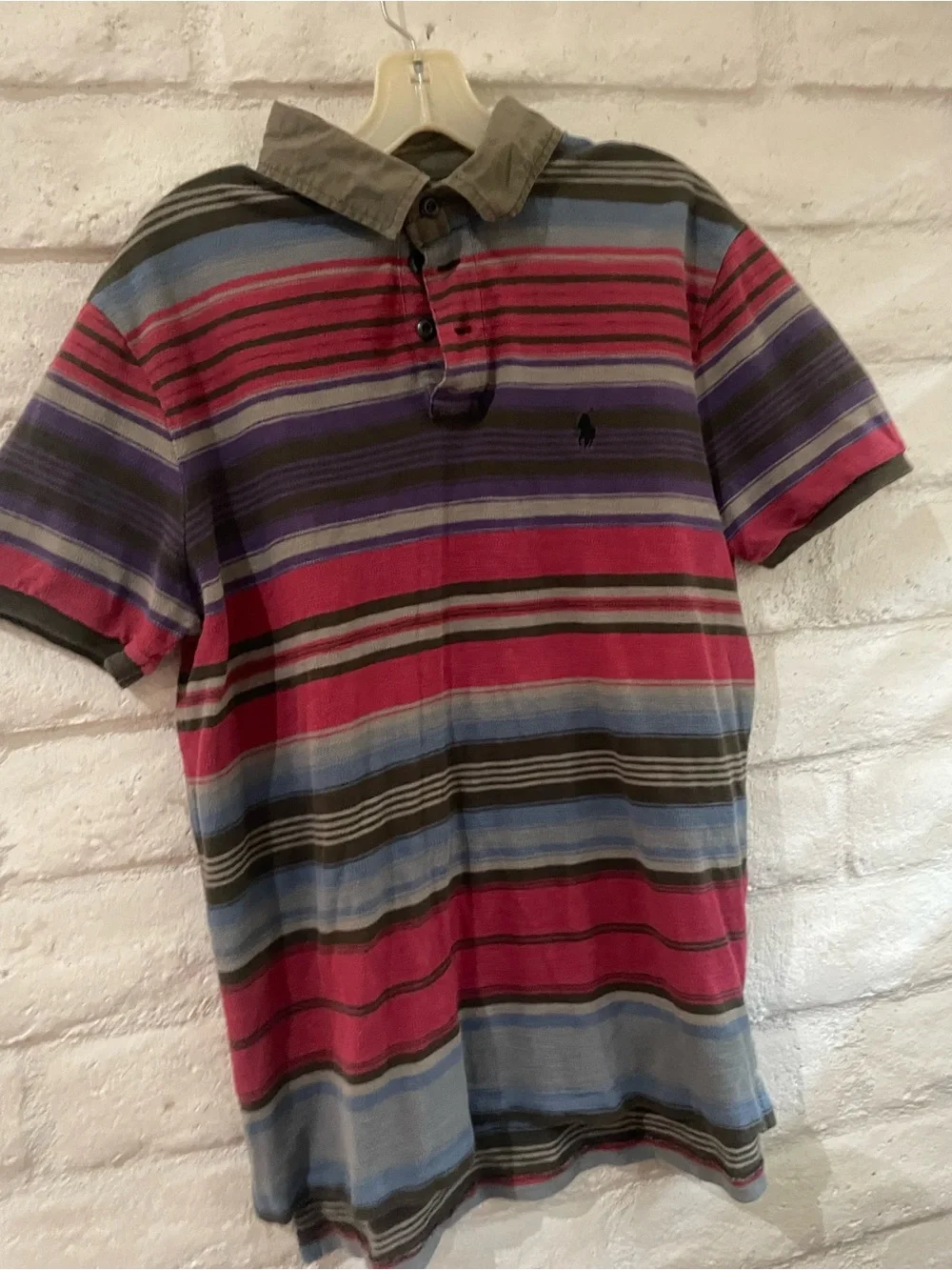 Ralph Lauren Multicolor Sarape Striped Polo — Red, Blue, Green, & Purple